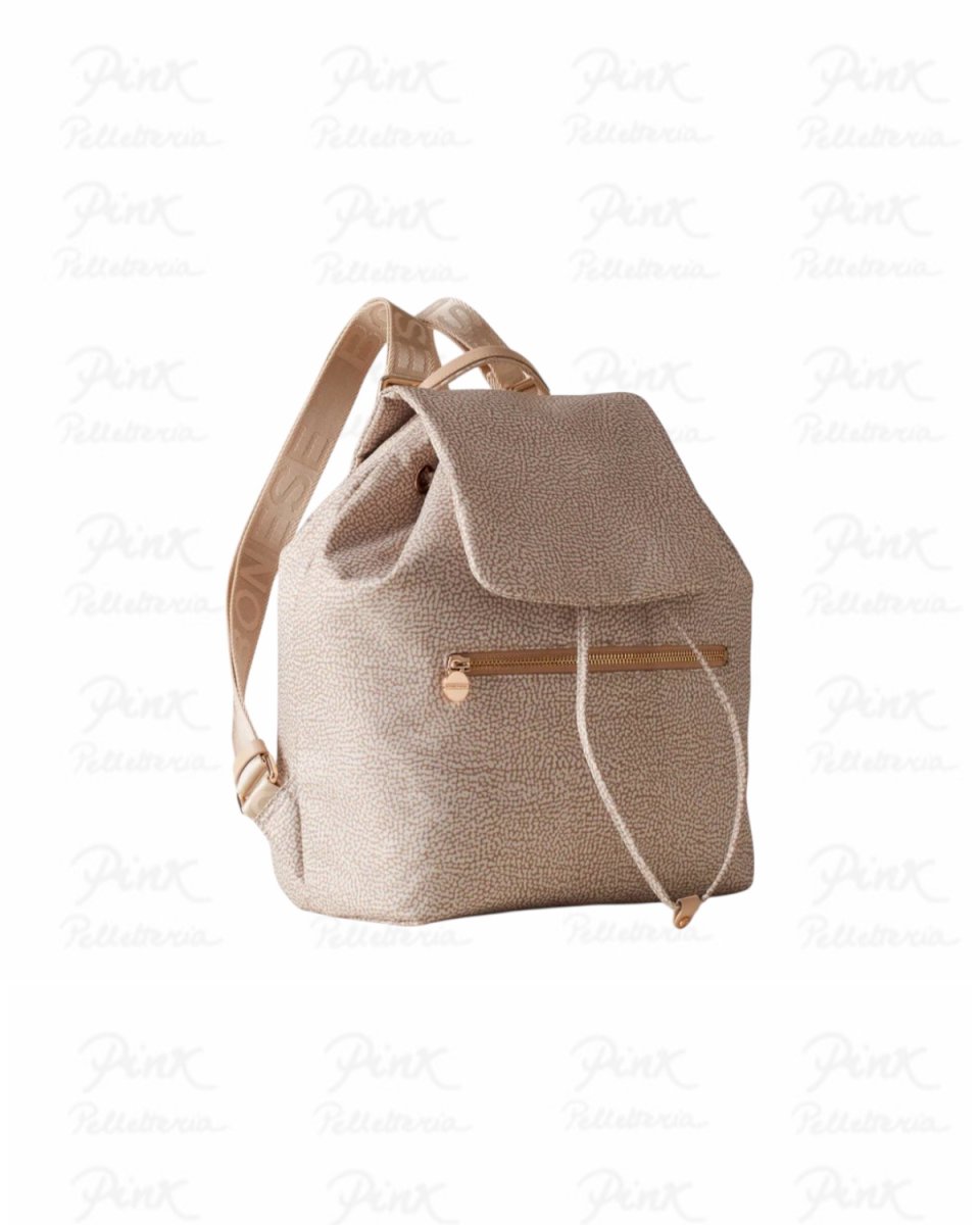 BORBONESE Eco Line Zaino Medium Tess. Ricic. st. Op/Vitello 934486I15-C75 Sabbia - immagine 3