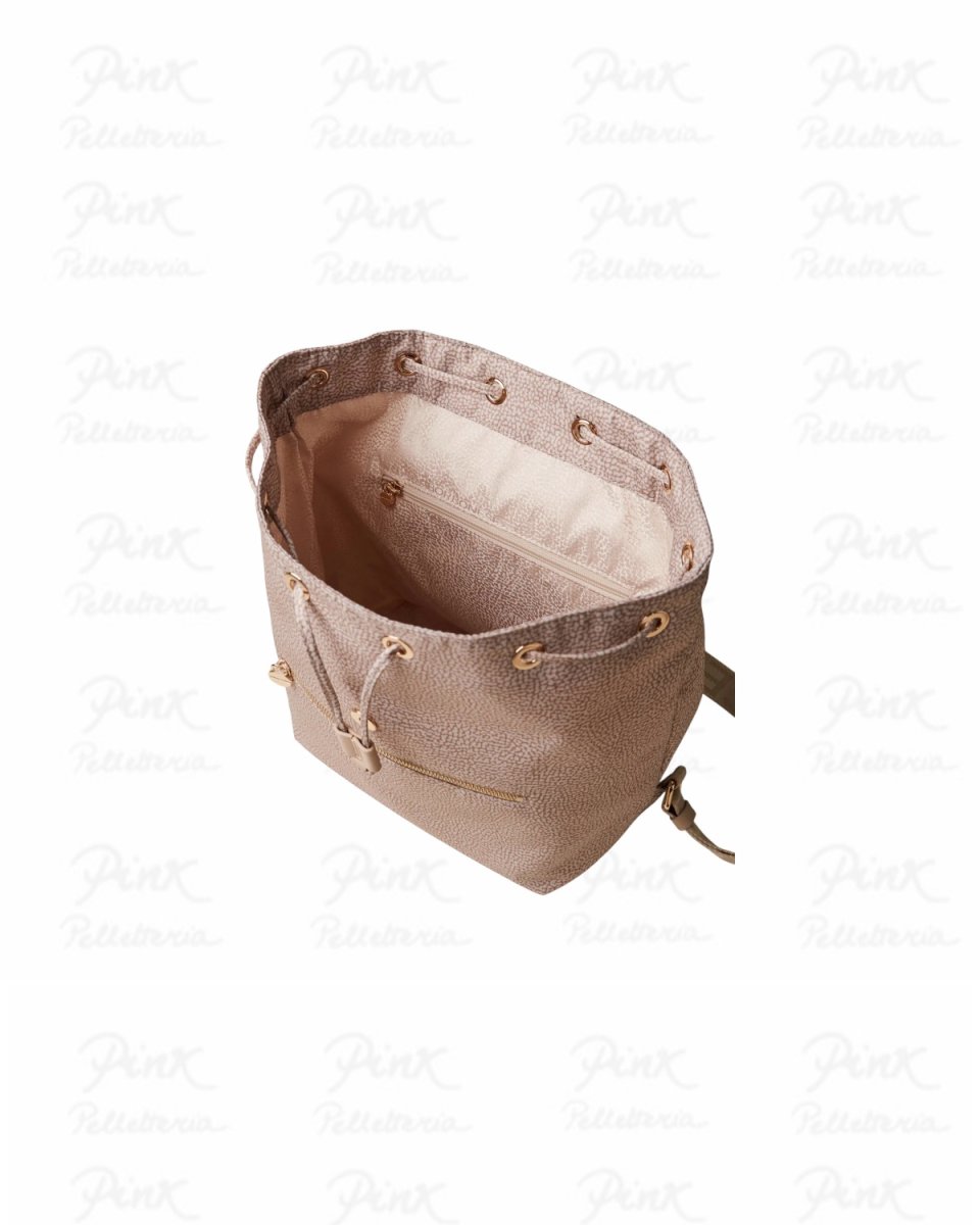 BORBONESE Eco Line Zaino Medium Tess. Ricic. st. Op/Vitello 934486I15-C75 Sabbia - immagine 5