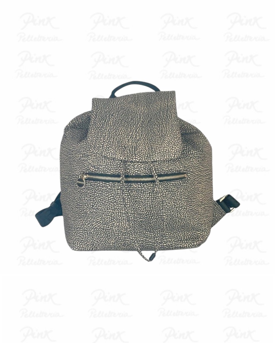 BORBONESE Eco Line Zaino Medium Tess. Ricic. st. Op/Vitello 934486I15-X11 Op Naturale/Nero - immagine 2