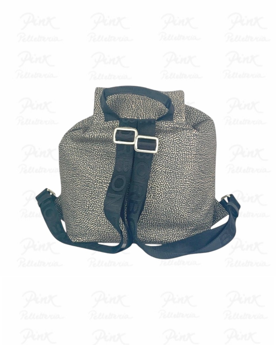 BORBONESE Eco Line Zaino Medium Tess. Ricic. st. Op/Vitello 934486I15-X11 Op Naturale/Nero - immagine 3