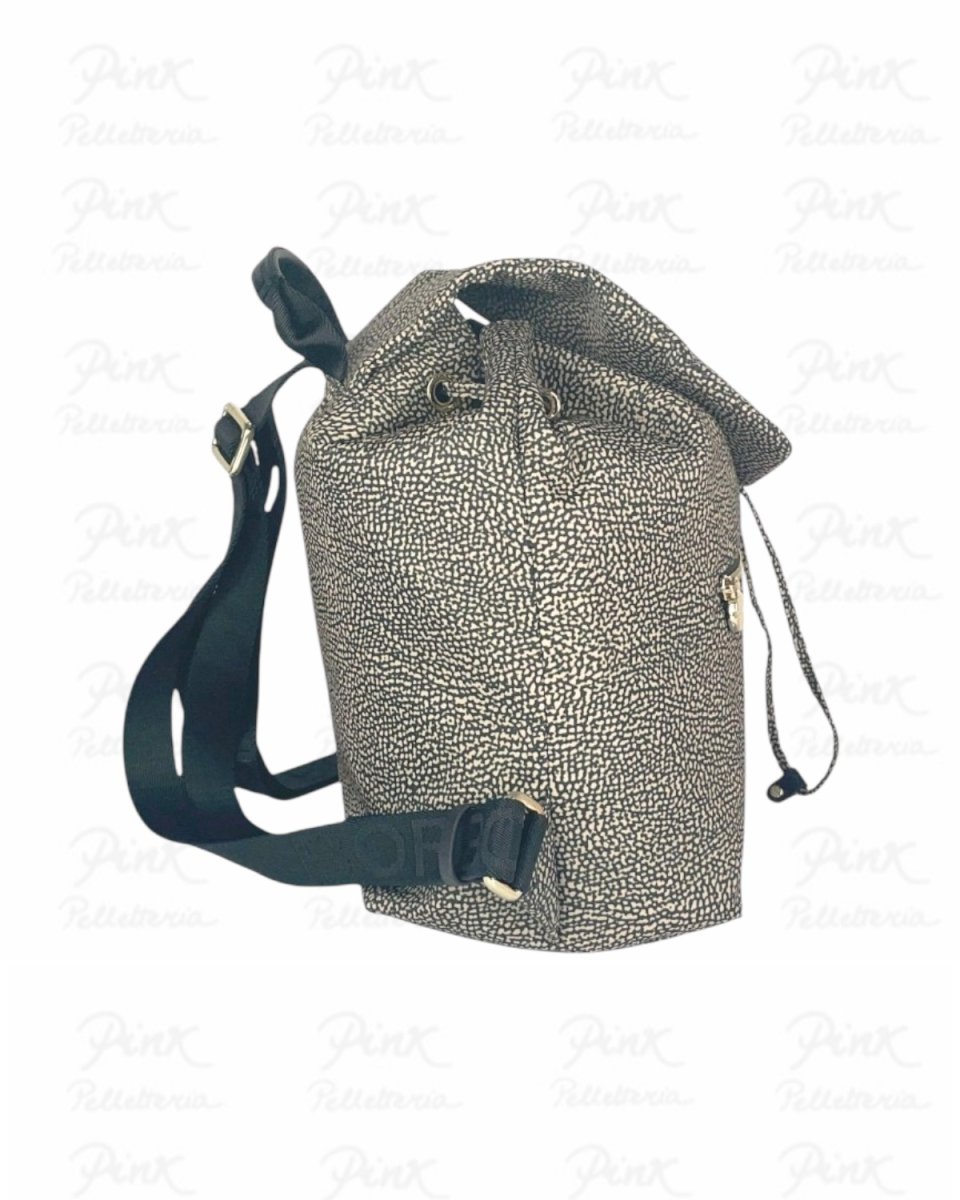 BORBONESE Eco Line Zaino Medium Tess. Ricic. st. Op/Vitello 934486I15-X11 Op Naturale/Nero - immagine 4