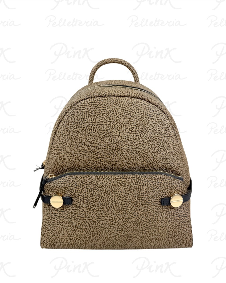 BORBONESE Gemini Zaino M. Tela St. Op Soft/Vitello 910102500193 311 Op Naturale/Nero