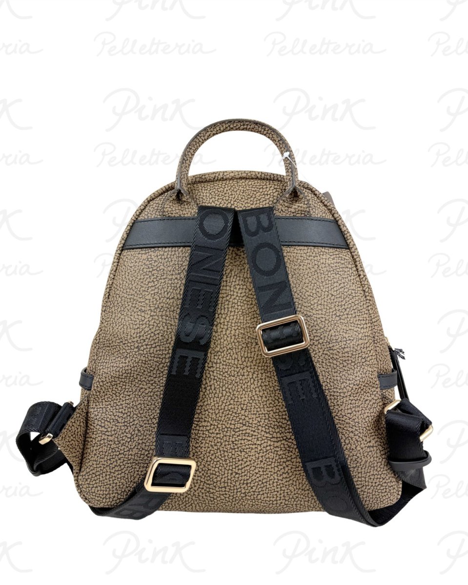 BORBONESE Gemini Zaino M. Tela St. Op Soft/Vitello 910102500193 311 Op Naturale/Nero - immagine 3