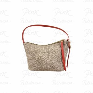 BORBONESE Prive Borsa Secchiello S. Tess. Ricicl. St. Op/Vitello 91010226AH1 035 Beige/Red Papaya