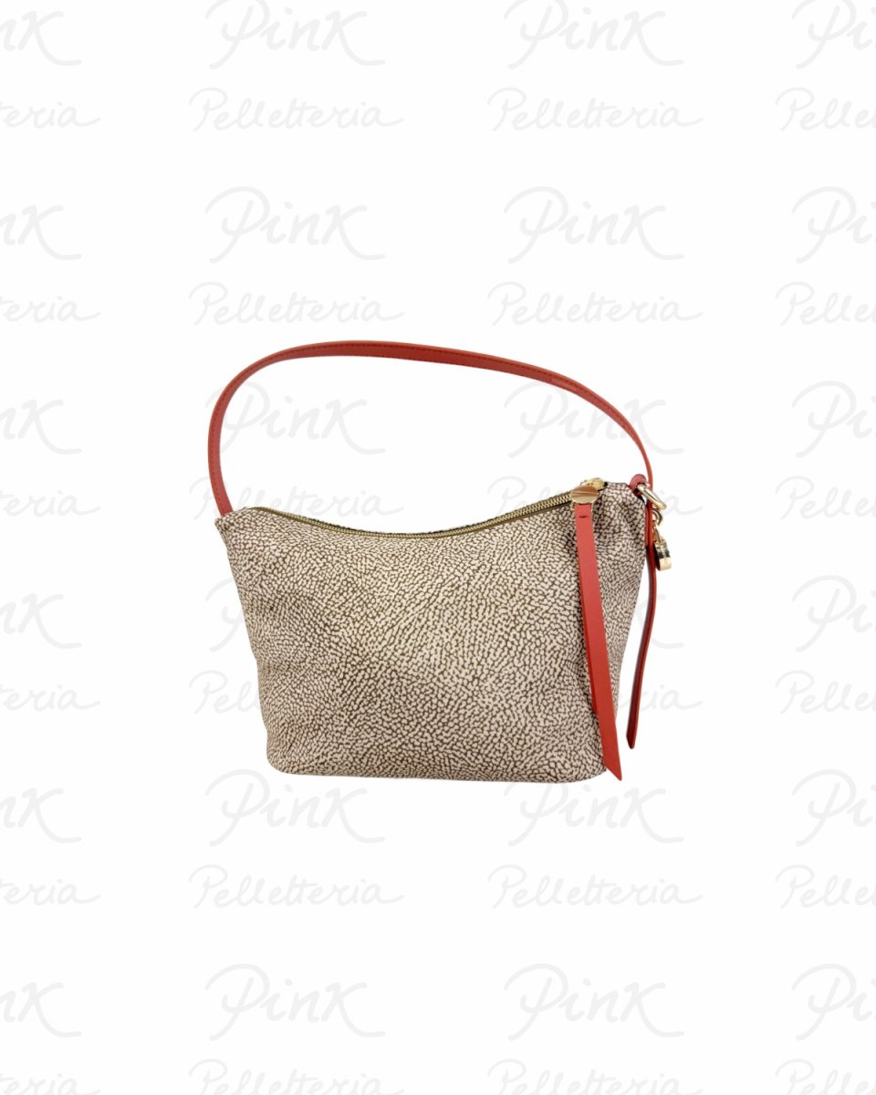 BORBONESE Prive Borsa Secchiello S. Tess. Ricicl. St. Op/Vitello 91010226AH1 035 Beige/Red Papaya