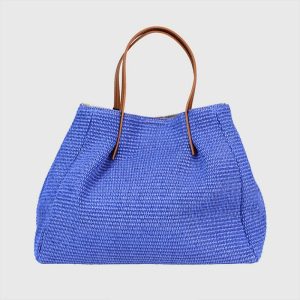 BORSA IN RAFIA E PELLE CLARITA – DISPONIBILE IN VARI COLORI