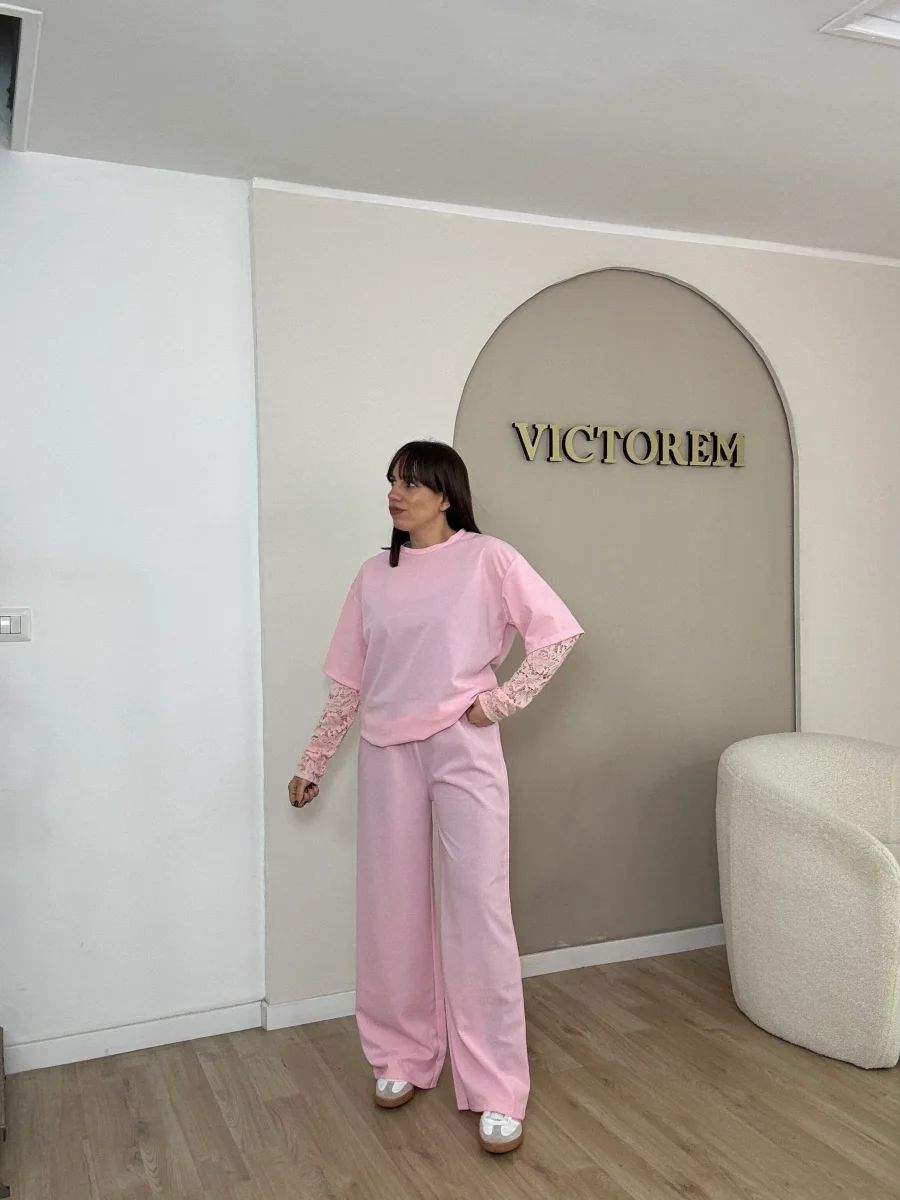 Coordinato garzato manica in pizzo - immagine 8