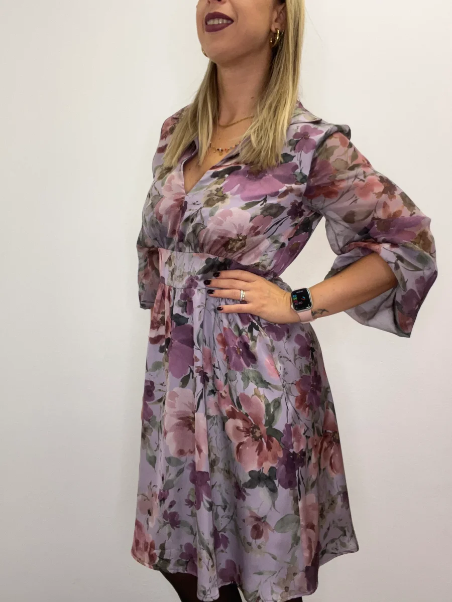 Abito fantasia midi violetto - abbigliamento - Artigli - immagine 5