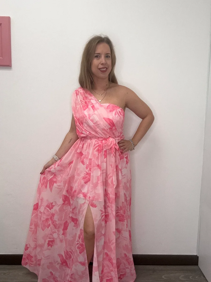 Abito fantasia lungo monospalla - abbigliamento - Stilosa - immagine 2