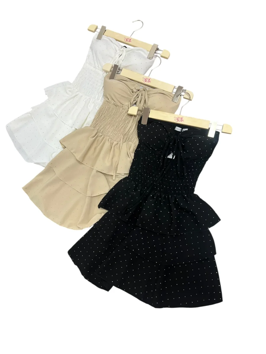 Abito coppe e balze con borchie - abbigliamento - Stilosa - immagine 3