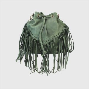 SECCHIELLO IN PELLE VINTAGE CON FRANGE CLARENA – DISPONIBILE IN VARI COLORI