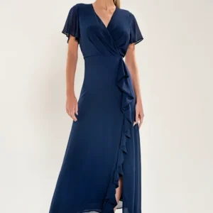 Abito lungo con spacco e rouches - abbigliamento - Artigli