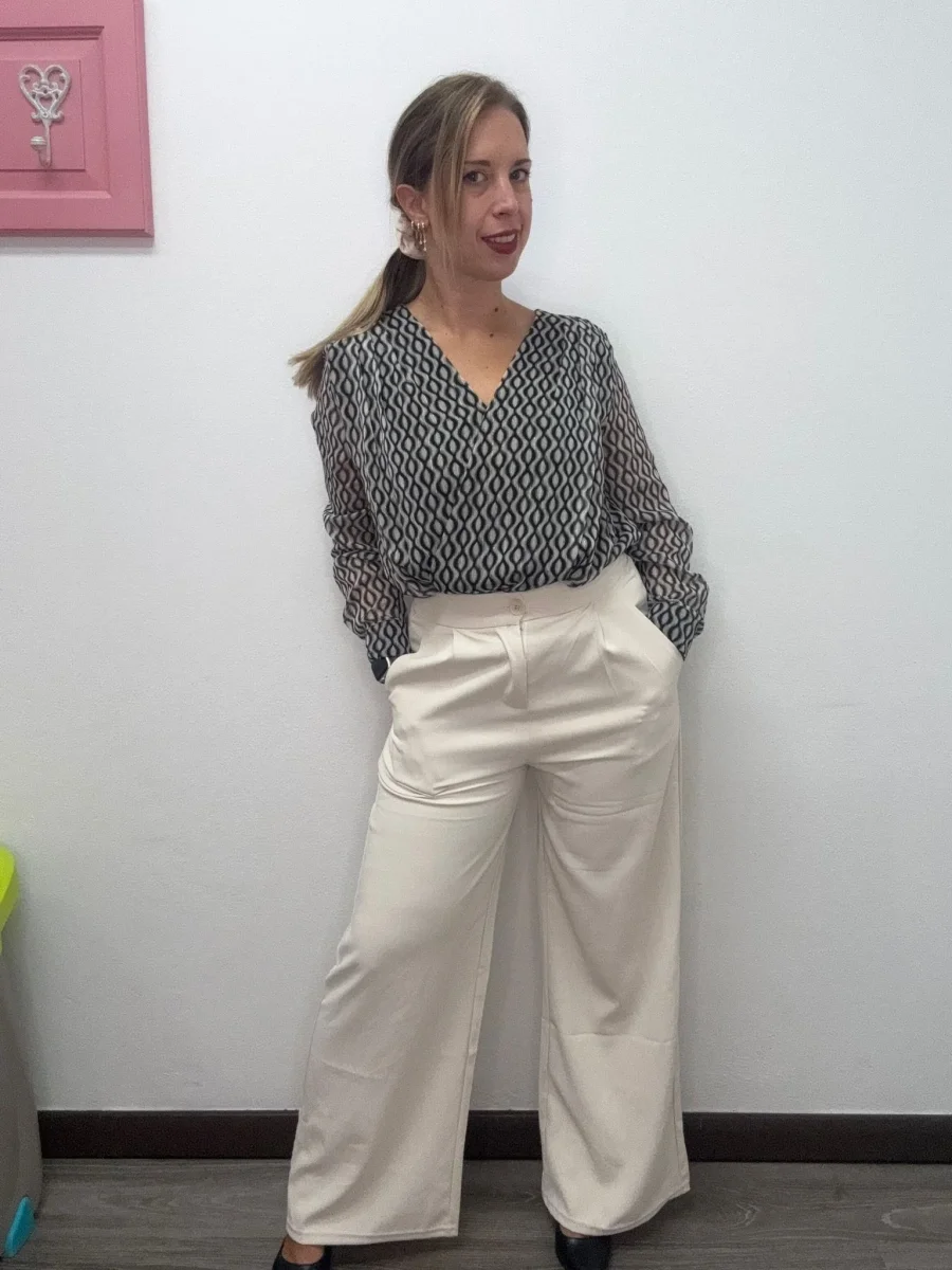 Pantalone palazzo ccon pence e tasca - abbigliamento - Stilosa