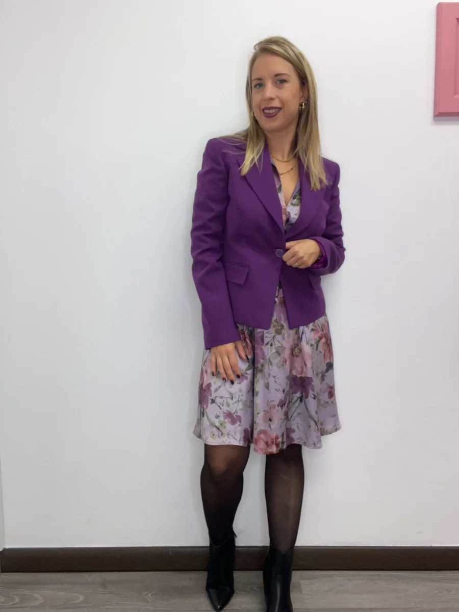 Abito fantasia midi violetto - abbigliamento - Artigli - immagine 7