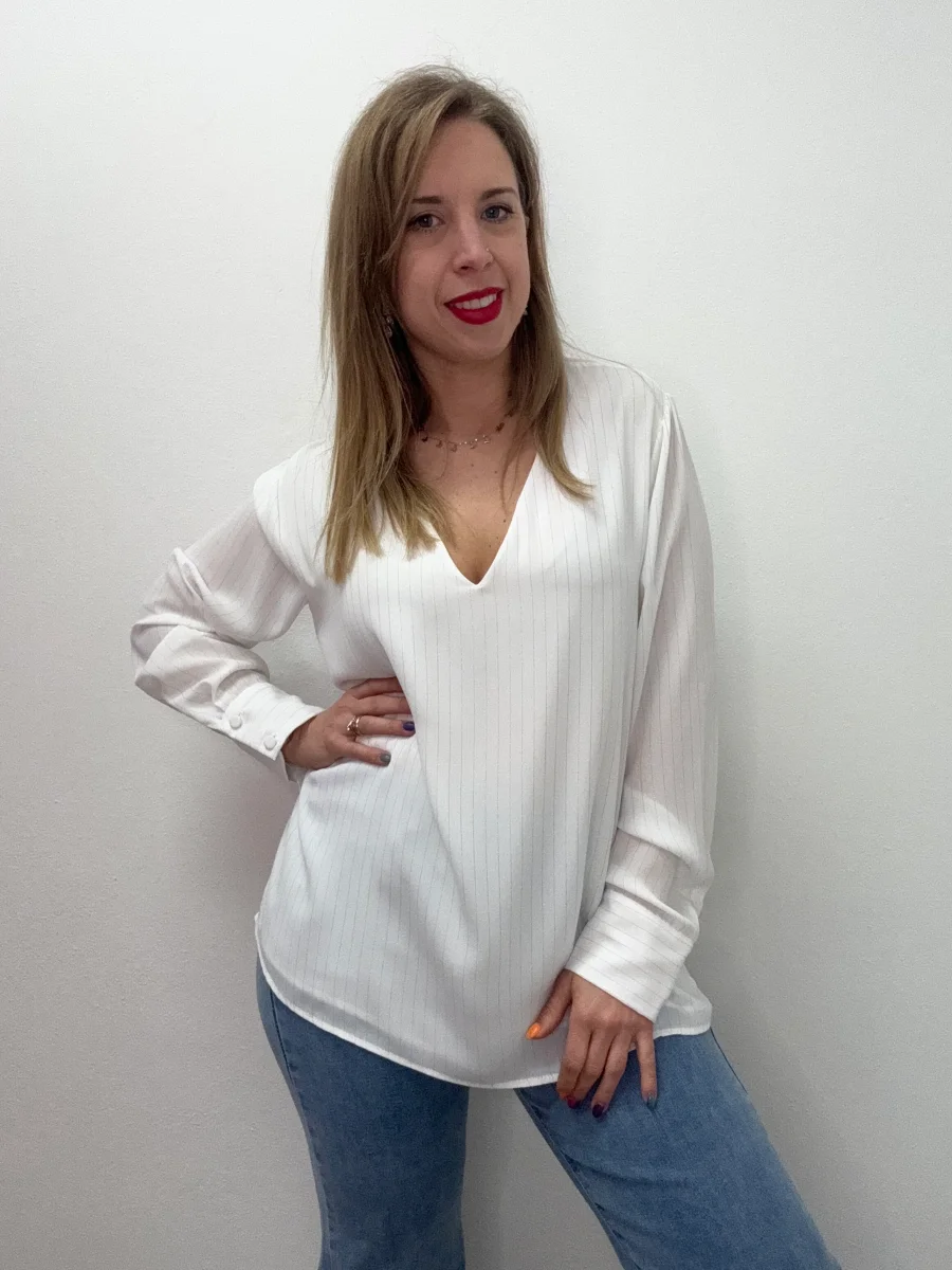 Blusa gessata filo lurex - abbigliamento - Jiveley