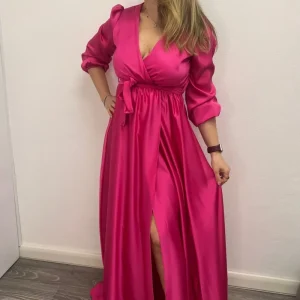 ABito lungo raso con cintura - abbigliamento - Stilosa