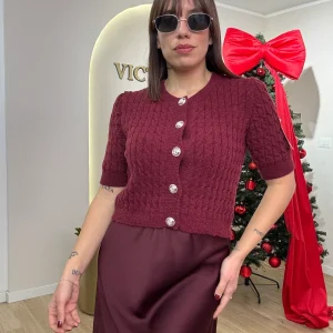 Cardigan con bottoni oro