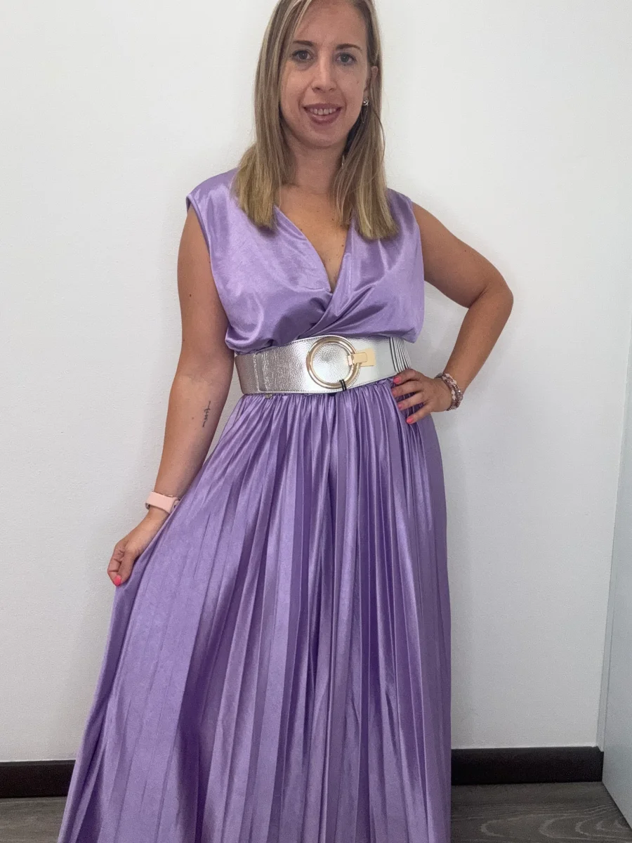 ABito incrocio plissè lilla - abbigliamento - Jiveley - immagine 4