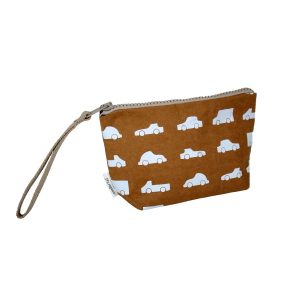 Pochette Size M Avana con Macchinine bianche