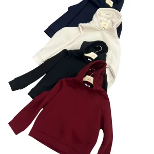 Felpa con cappuccio felpata tinta unita - abbigliamento - Stilosa