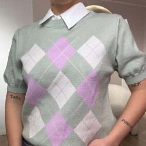 Maglia mezza manica fantasia rombi