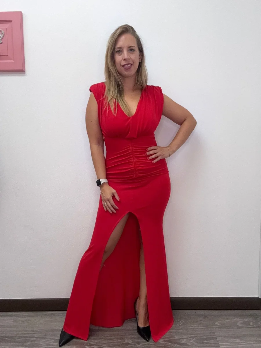 Abito lungo jersey rosso - abbigliamento - Artigli - immagine 2