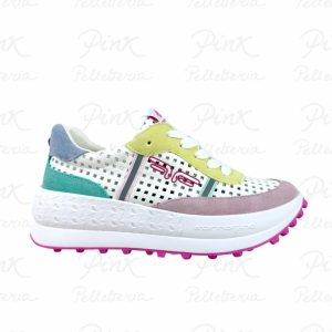 FORNARINA Double Run Sneaker Traforata Old Multi Pink.