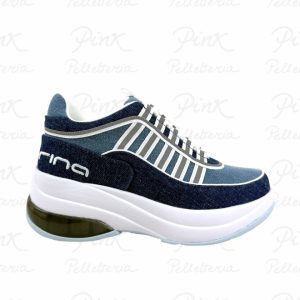 FORNARINA Up Sneaker Zeppa Raw Denim.