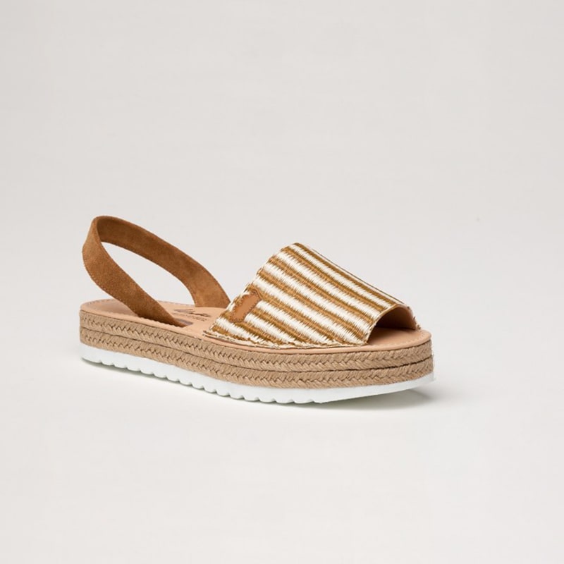 MINORCHINE CUOIO E BIANCO SCARPA IBICENCA DONNA PELLE CANVAS ALMA - immagine 4