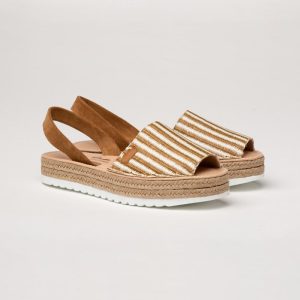 MINORCHINE CUOIO E BIANCO SCARPA IBICENCA DONNA PELLE CANVAS ALMA