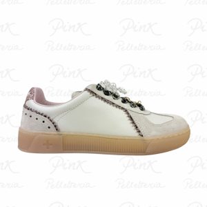 GIO+ Blue Sneaker Woman Leopard Low Fiocco Perle BLUE1000 Naturale.