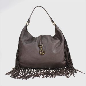 BORSA CON FRANGE LATERALI IN PELLE VINTAGE GERTRUDE  – DISPONIBILE IN VARI COLORI