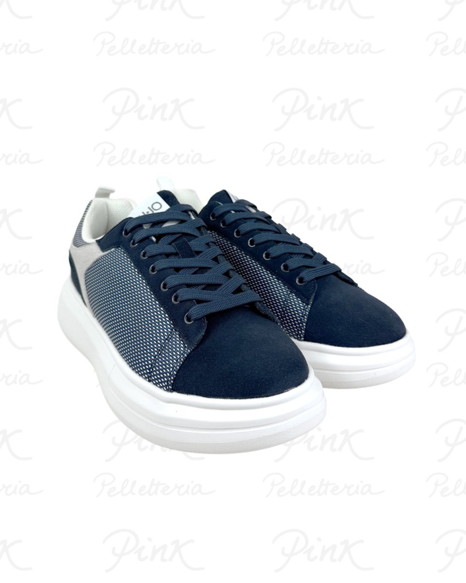 LIU JO Man Big 05 Sneaker Cow Suede/Mesh 7B6001PX027S3450 Blue/White - immagine 3