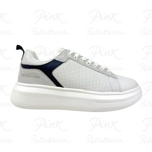 LIU JO Man Big 05 Sneaker Cow Suede/Perforated Calf Leather 7B6001PX355S3703 Milk/Blue