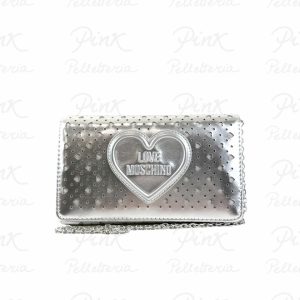 LOVE MOSCHINO Traforato Laminato Tracolla Piccola JC4295PP0O KK1 902 Argento