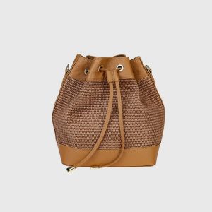 SECCHIELLO IN RAFIA E PELLE MILLY  – DISPONIBILE IN VARI COLORI