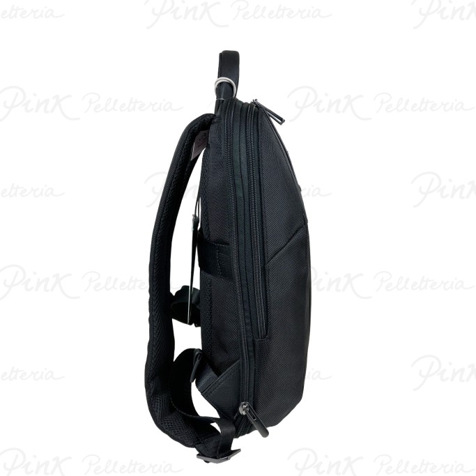 PIQUADRO Zaino Slim Espandibile in Pelle e Tessuto PC 14″ Nero CA6383BR2 N - immagine 4