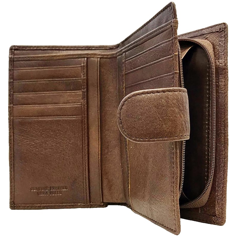 PORTAFOGLIO MEDIO IN PELLE INTRECCIATA MARRONE - immagine 3