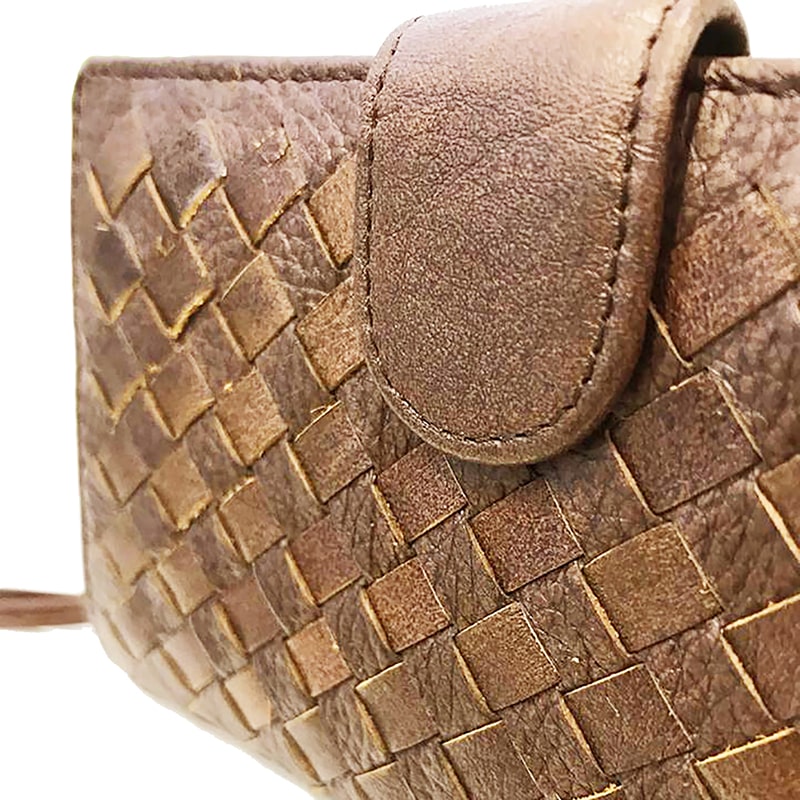 PORTAFOGLIO MEDIO IN PELLE INTRECCIATA MARRONE - immagine 6