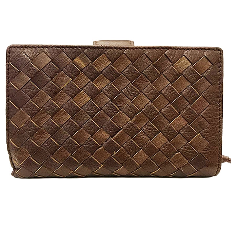 PORTAFOGLIO MEDIO IN PELLE INTRECCIATA MARRONE - immagine 5