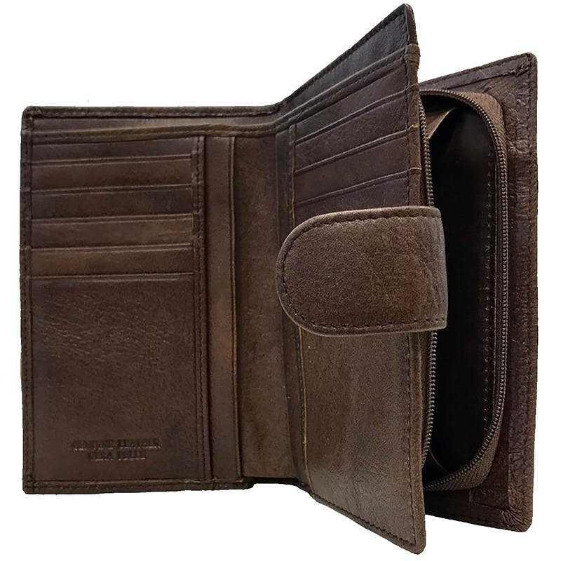 PORTAFOGLIO MEDIO IN PELLE INTRECCIATA MARRONE SCURO - immagine 3