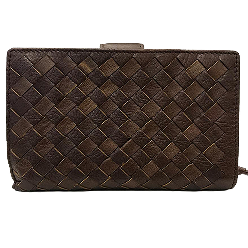 PORTAFOGLIO MEDIO IN PELLE INTRECCIATA MARRONE SCURO - immagine 5