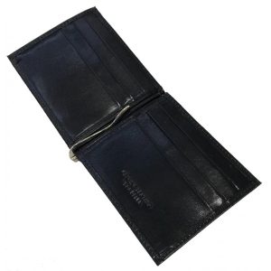 PORTAFOGLIO IN CUOIO CON FERMASOLDI NERO