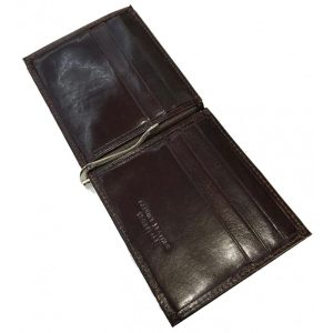 PORTAFOGLIO IN CUOIO CON FERMASOLDI TESTA MORO