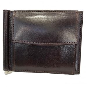 PORTAFOGLIO IN CUOIO CON FERMASOLDI E PORTAMONETE TESTA MORO