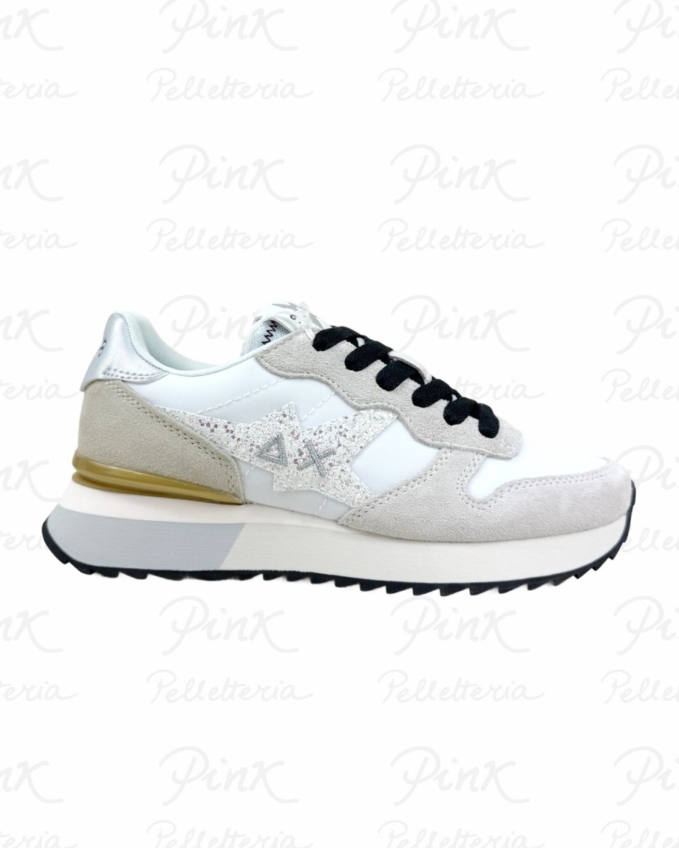 SUN68 Stargirl Glitter Logo Sneaker Donna BZ36214 01 Bianco