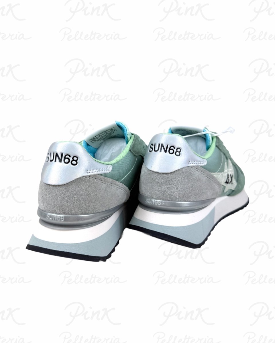 SUN68 Stargirl Glitter Logo Sneaker Donna BZ36214 84 Verde Salvia - immagine 4
