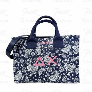 SUN68 Woman Printed Canvas Cali Midi Bag W36220-07 Navy Blue