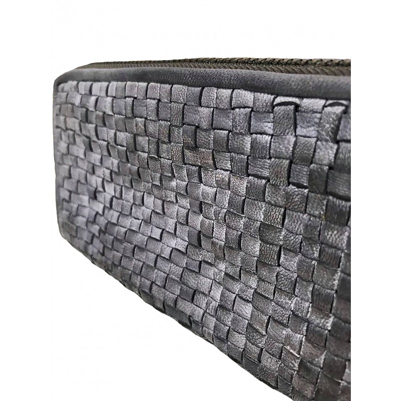 SIRIO PORTAFOGLIO PELLE MORBIDA VINTAGE INTRECCIATA GRIGIO - immagine 5
