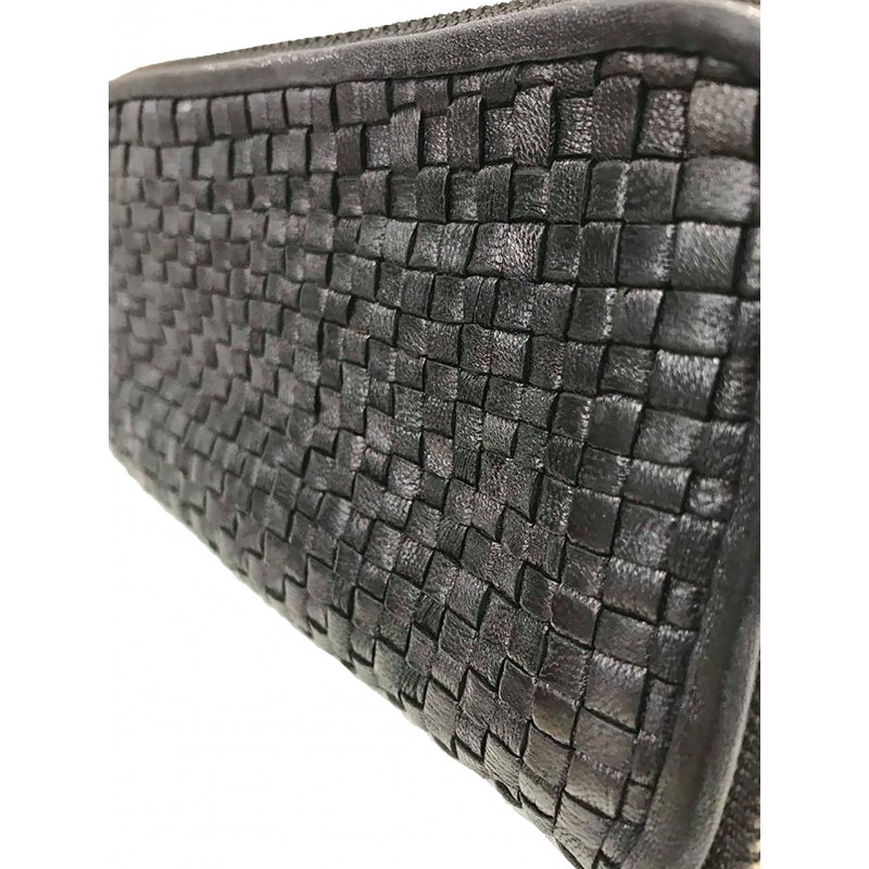 SIRIO PORTAFOGLIO PELLE MORBIDA VINTAGE INTRECCIATA NERO - immagine 5